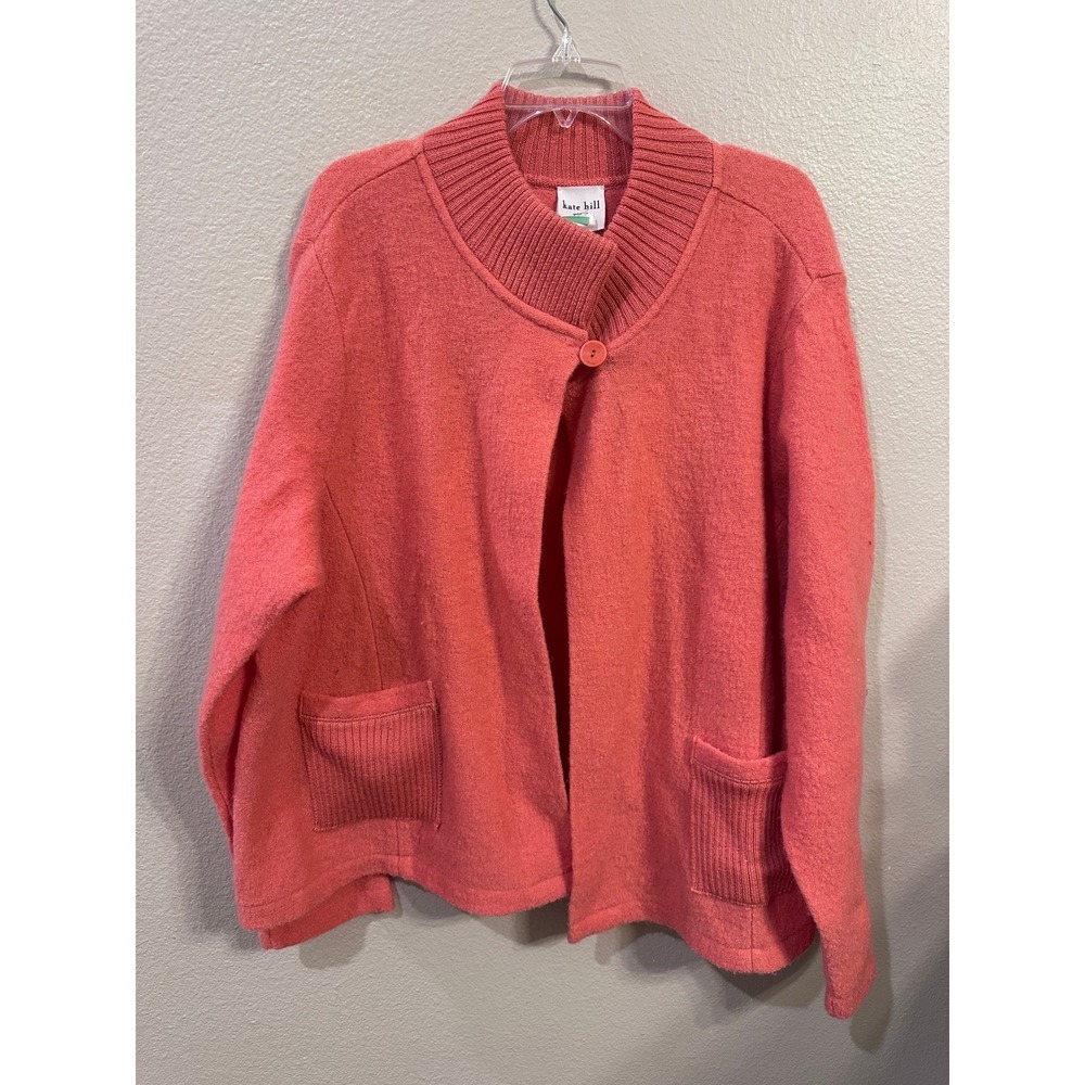 Kate Hill Woman‎ 1X Wool Knit Button Front Cardigan Sweater
